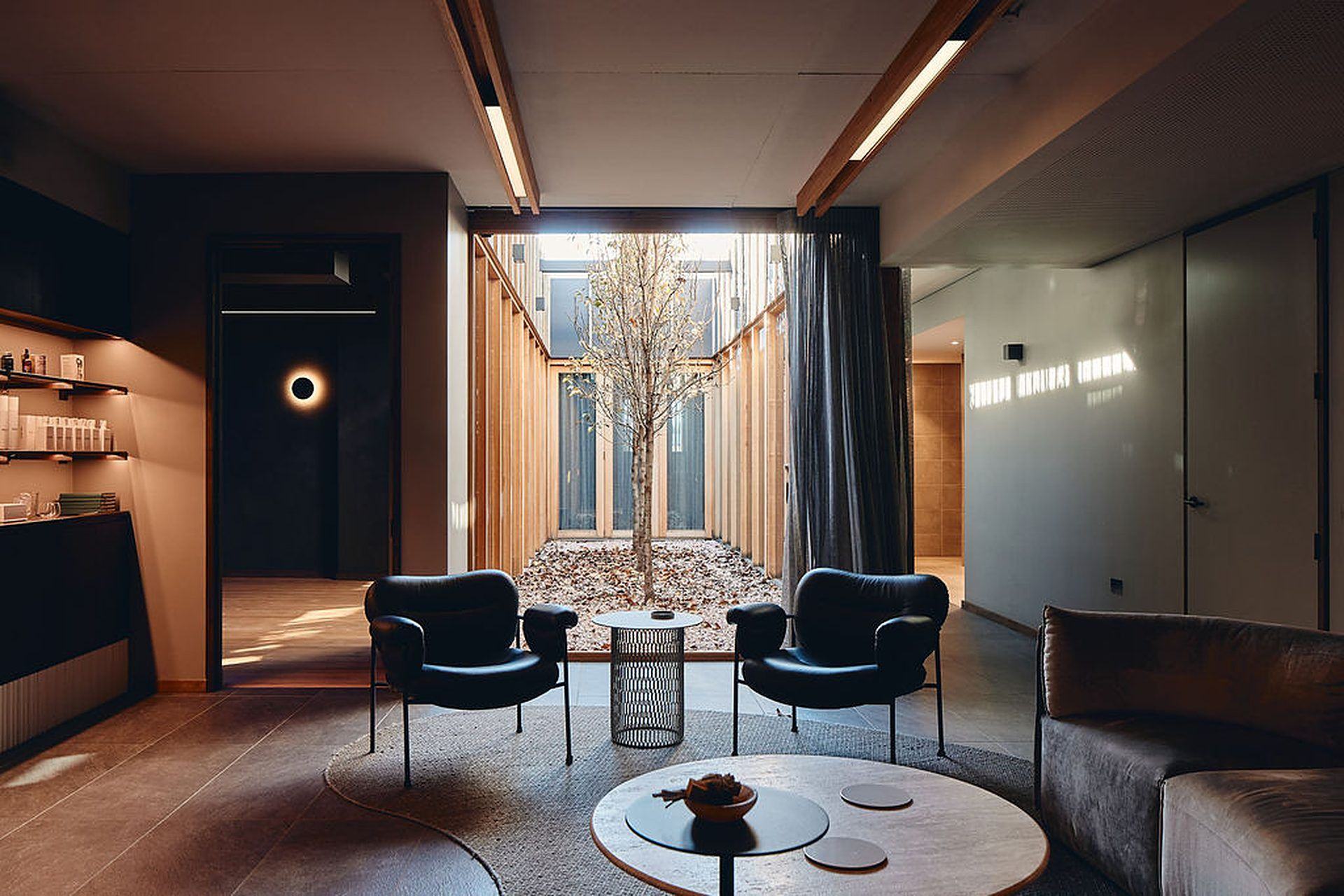 The lounge and courtyard at Vitality House